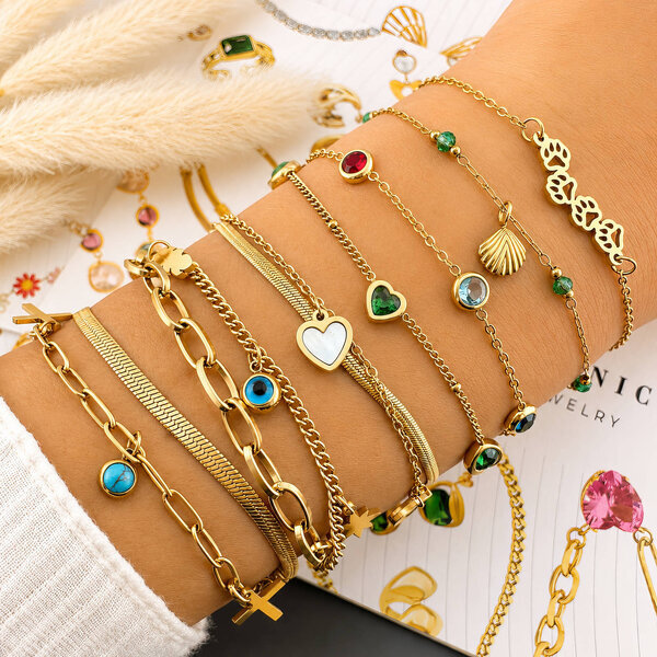 "Seashell" Bracelet, 18K Gold Plated Steel