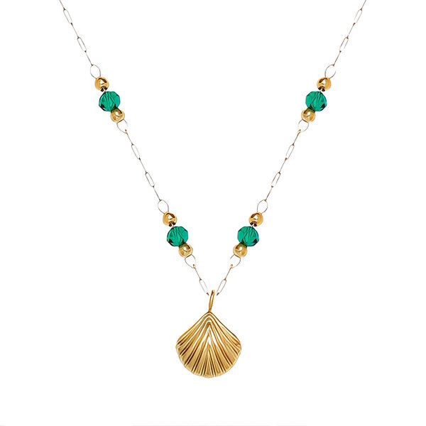 "Seashell" Necklace, 18K Gold Plated Steel