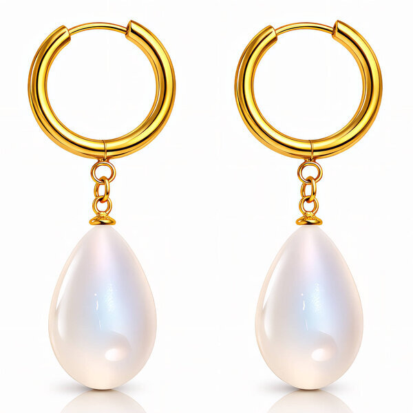Earrings, 18K Gold Plated Steel