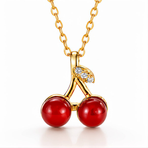 "Cherry" PVD Gold-Plated Brass Necklace - Crystallic