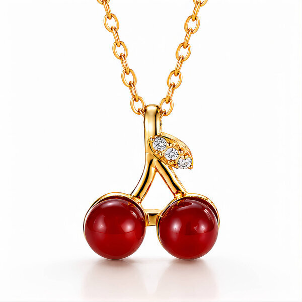 "Cherry" PVD Gold-Plated Brass Necklace - Crystallic