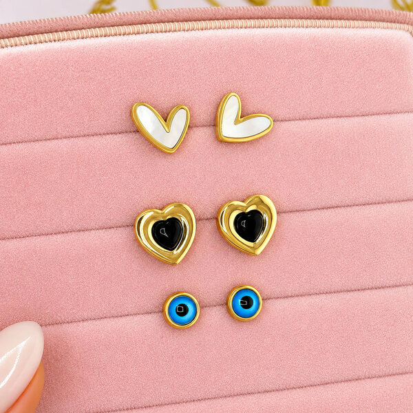 "Evil Eyes" Earrings, 18K Gold Plated Steel