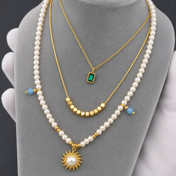Necklace, 18K Gold Plated Steel