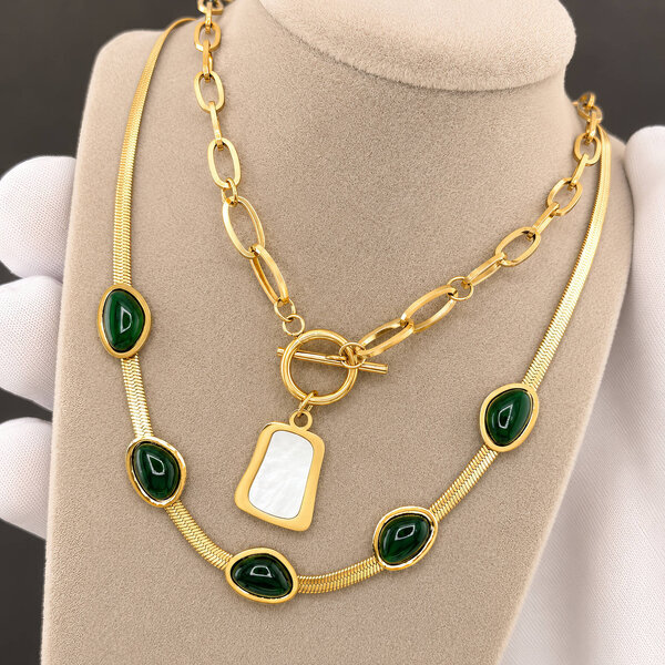 Necklace, 18K Gold Plated Steel