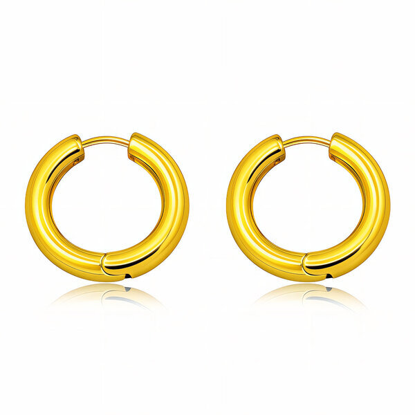 Earrings, 18K Gold Plated Steel