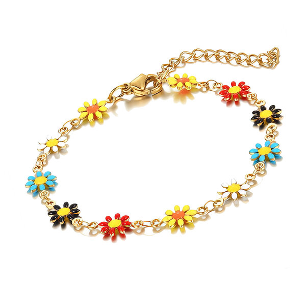 "Flower Meadow" Bracelet, 18K Gold Plated Steel