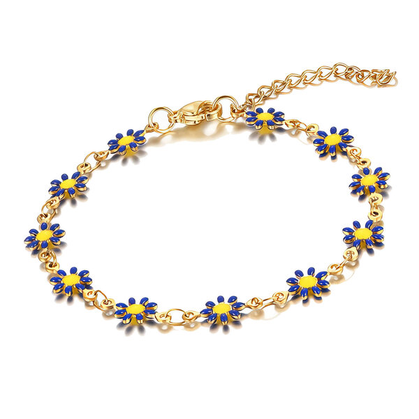 "Flower Meadow" Bracelet, 18K Gold Plated Steel