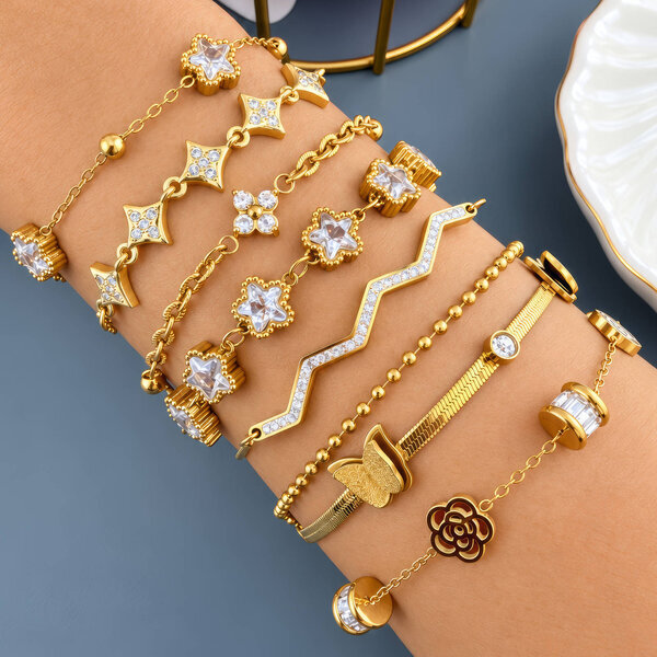 "Stars" PVD Gold-Plated Stainless Steel Bracelet - Intensity
