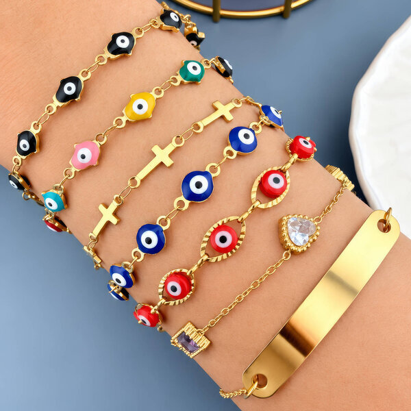 "Evil Eyes" PVD Gold-Plated Steel Bracelet - Intensity