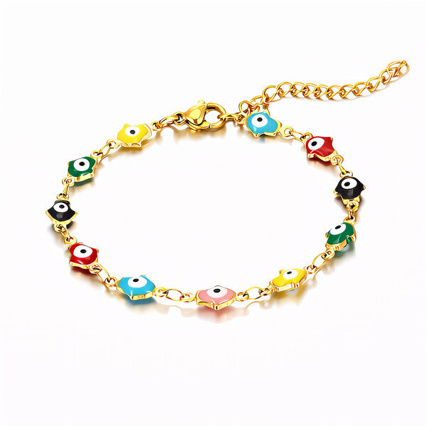 "Evil Eyes" Bracelet, 18K Gold Plated Steel