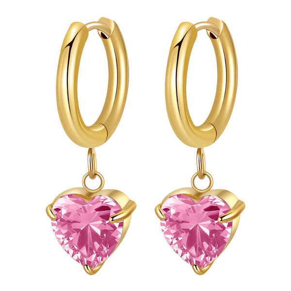 "Hearts" Earrings, 18K Gold Plated Steel