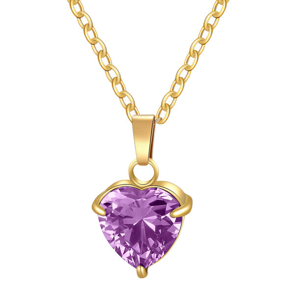 "Heart" Necklace, 18K Gold Plated Steel