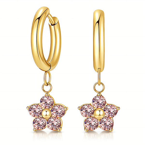 "Flowers" Earrings, 18K Gold Plated Steel