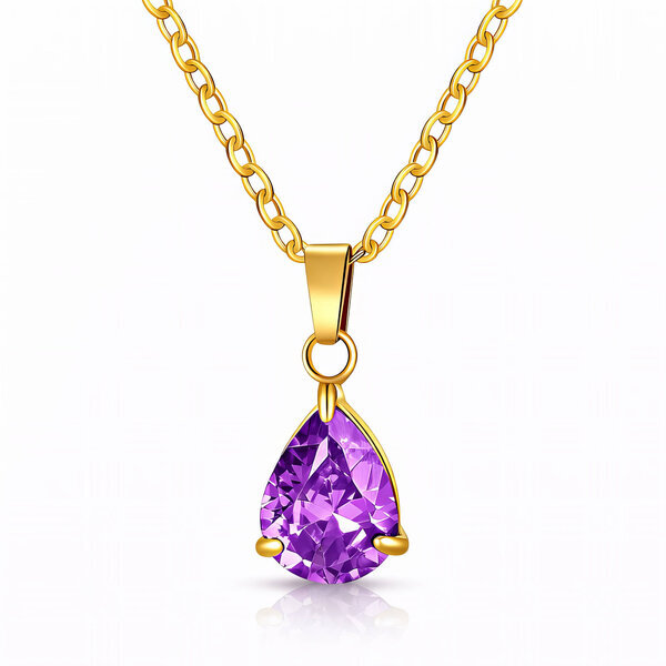 "Teardrop" Necklace, 18K Gold Plated Steel