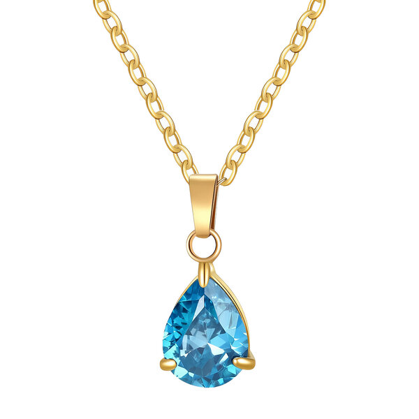 "Teardrop" PVD Gold-Plated Steel Necklace - Crystallic