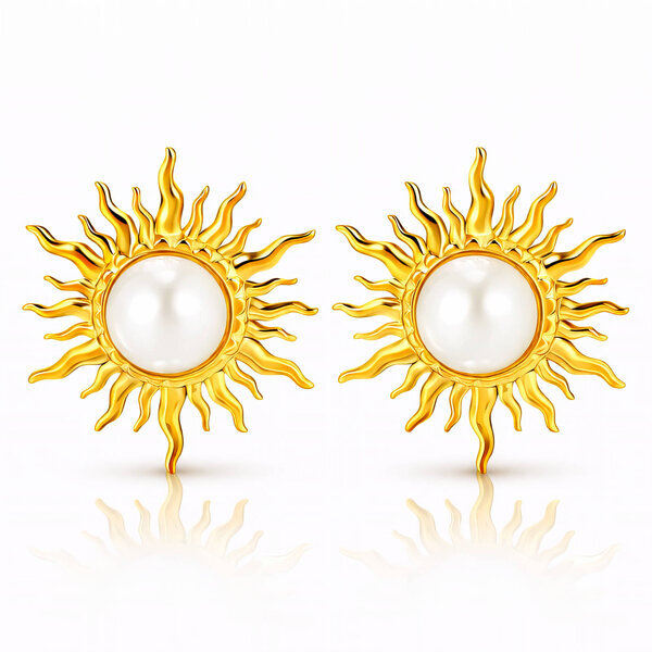 "Suns" Earrings, 18K Gold Plated Steel