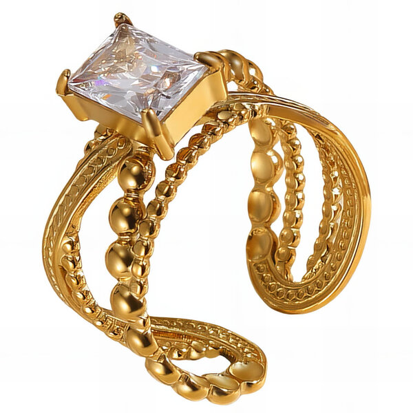 Ring, 18K Gold Plated Steel