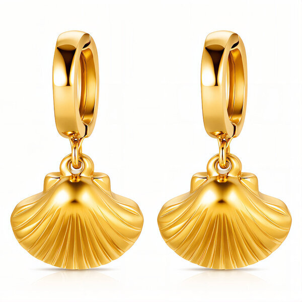 "Seashells" Earrings, 18K Gold Plated Steel