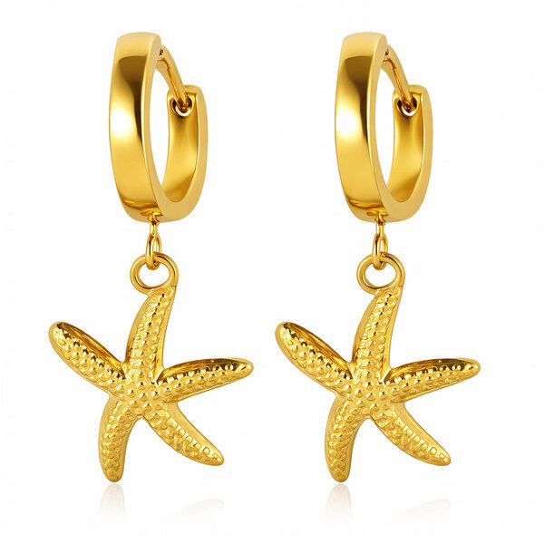 "Starfishes" Earrings, 18K Gold Plated Steel
