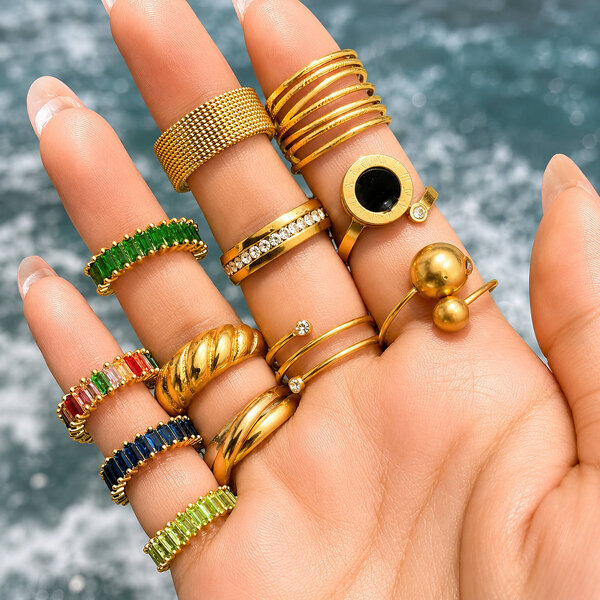 "Croissant" Ring, 18K Gold Plated Steel