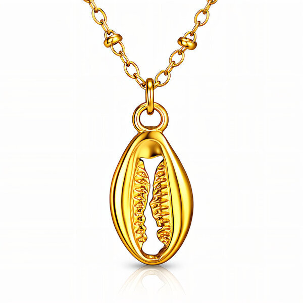 "Seashell" Necklace, 18K Gold Plated Steel