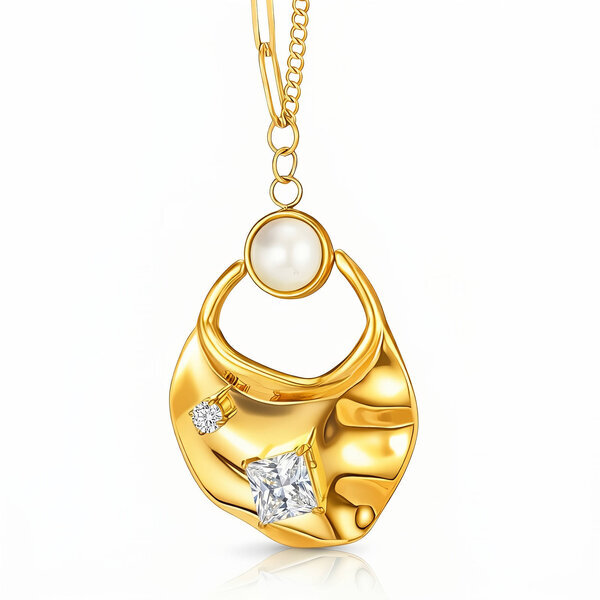 Necklace, 18K Gold Plated Steel