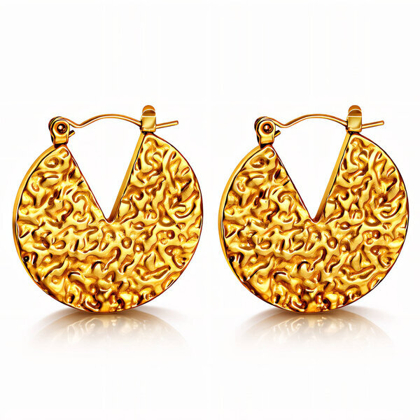 Earrings, 18K Gold Plated Steel