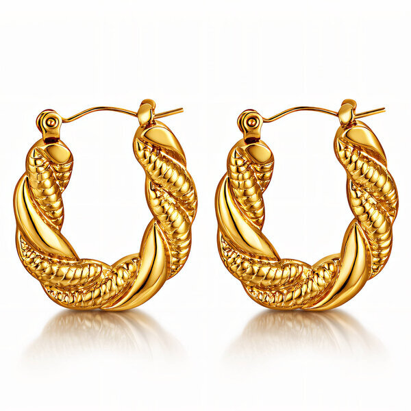 Earrings, 18K Gold Plated Steel