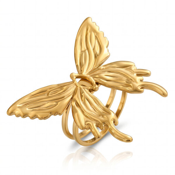 "Butterfly" PVD Gold-Plated Stainless Steel Ring - Intensity