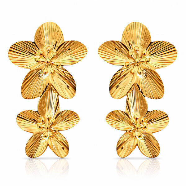 "Flowers" Earrings, 18K Gold Plated Steel