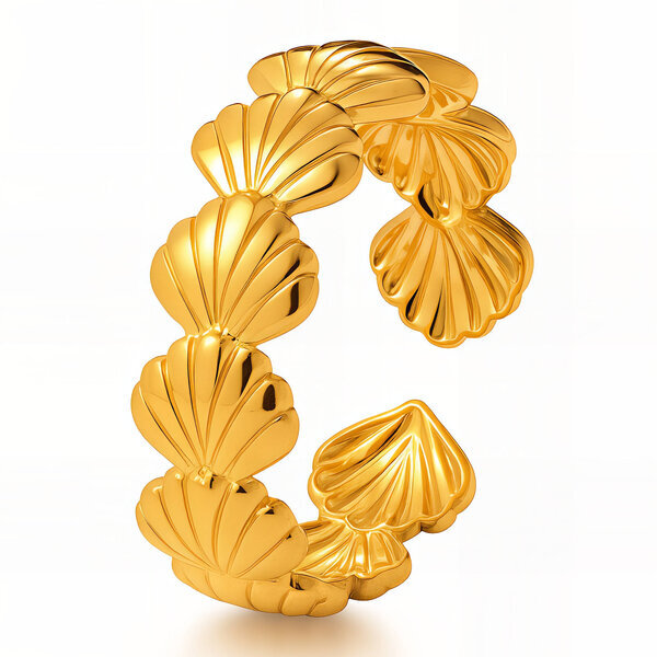 "Seashells" Ring, 18K Gold Plated Steel