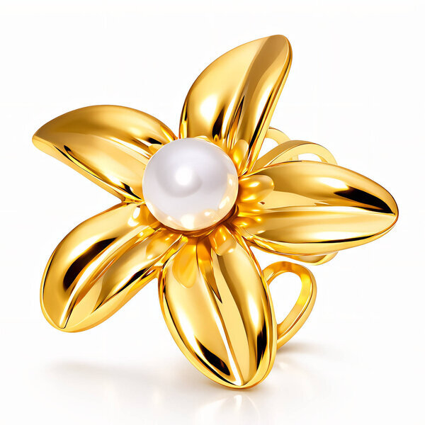 "Flower" Ring, 18K Gold Plated Steel