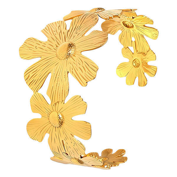 "Flower Meadow" Bracelet, 18K Gold Plated Steel
