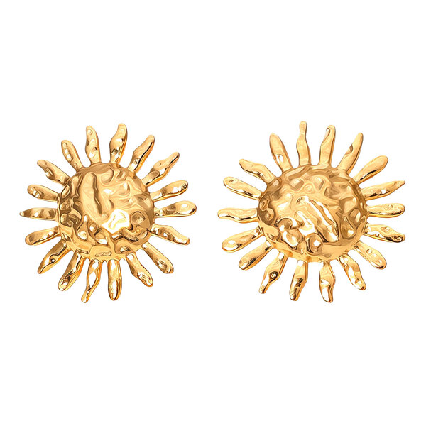 "sunflower" Earrings, 18K Gold Plated Steel