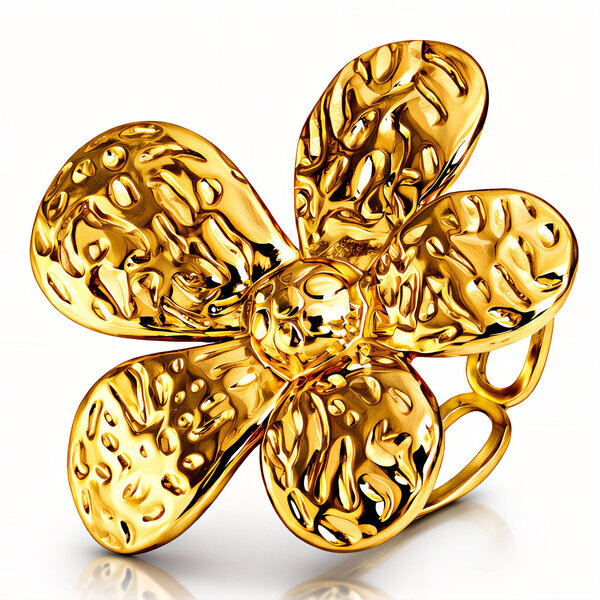 "Flower" Ring, 18K Gold Plated Steel