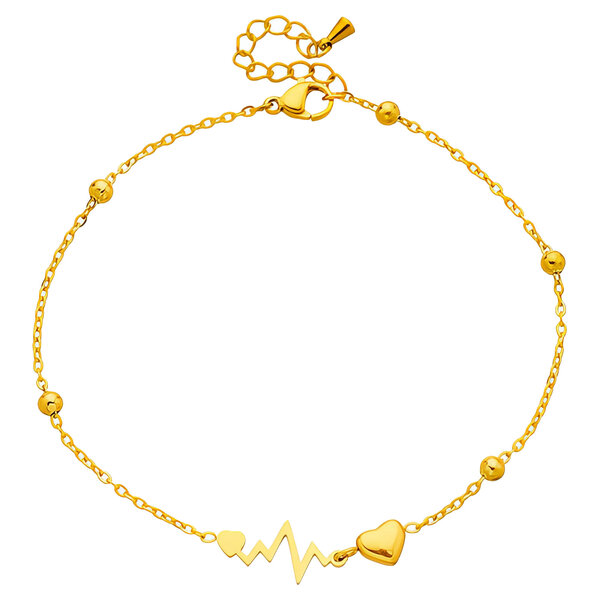 "Hearts" Anklet, 18K Gold Plated Steel
