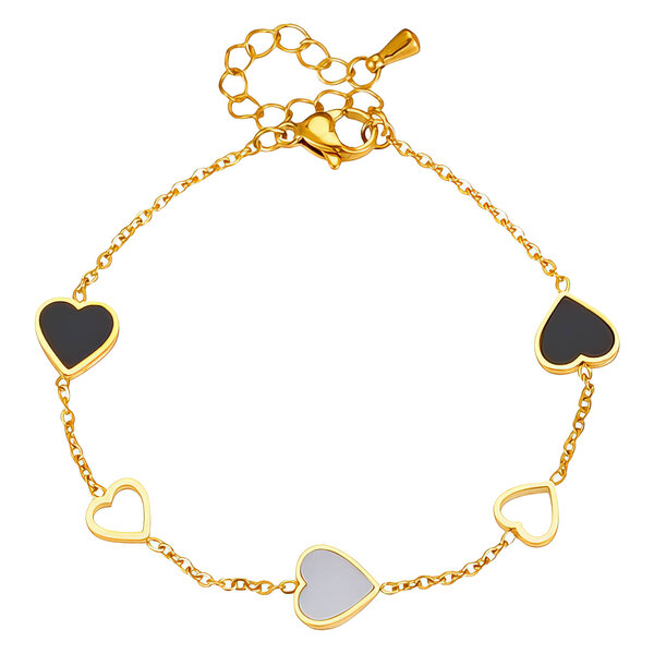 "Hearts" Bracelet, 18K Gold Plated Steel