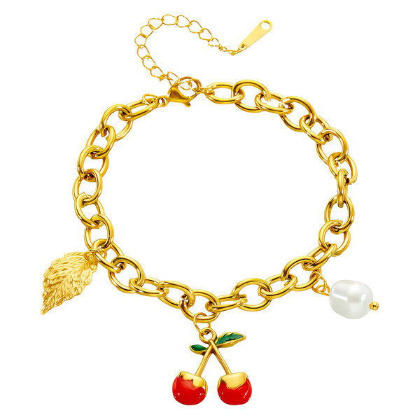 "Cherry" Bracelet, 18K Gold Plated Steel