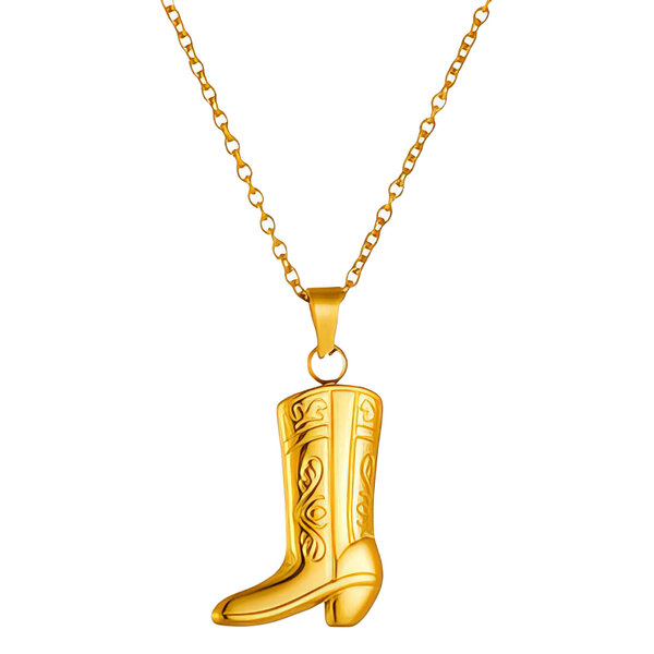 "Boot" Necklace, 18K Gold Plated Steel