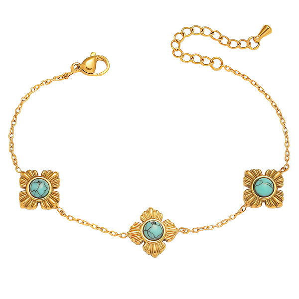 "Flower Meadow" Bracelet, 18K Gold Plated Steel