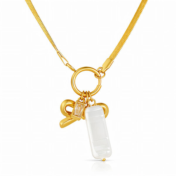 "Bow" Necklace, 18K Gold Plated Steel