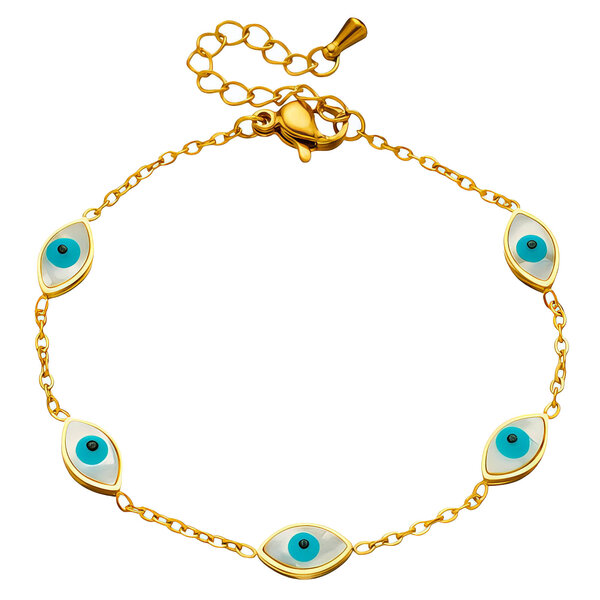 "Evil Eyes" Bracelet, 18K Gold Plated Steel