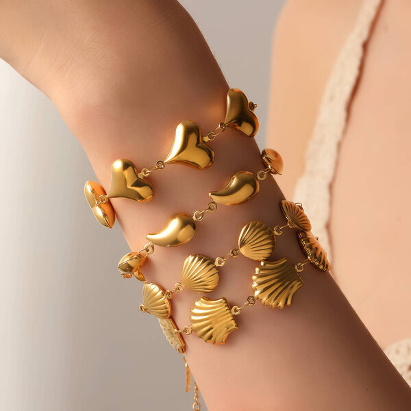"Seashells" Bracelet, 18K Gold Plated Steel