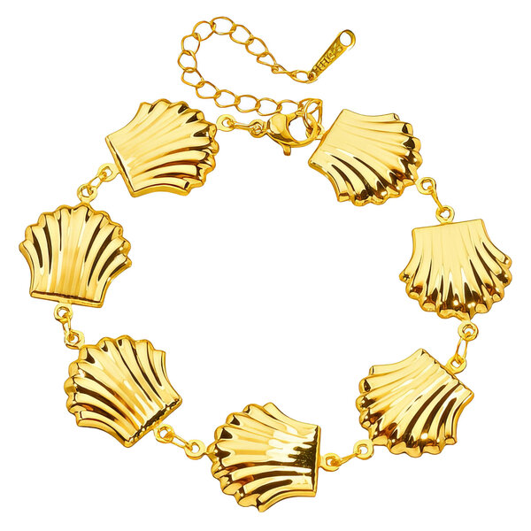 "Seashells" Bracelet, 18K Gold Plated Steel