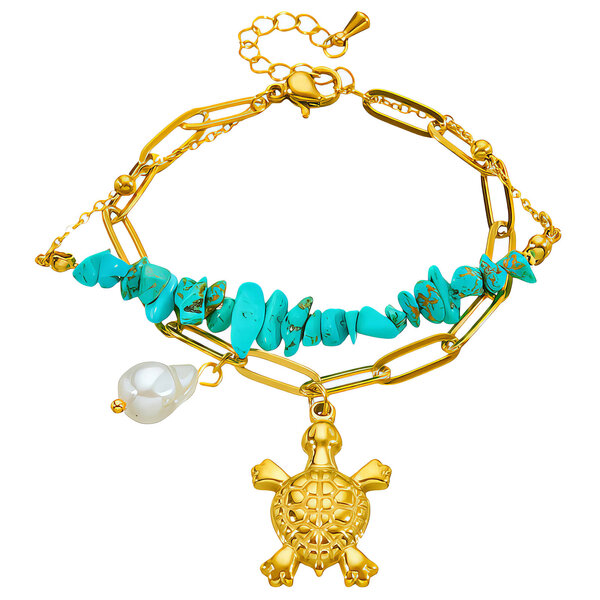 "Turtle" Bracelet, 18K Gold Plated Steel