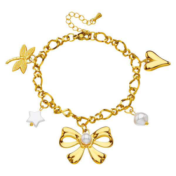 "Bow" Bracelet, 18K Gold Plated Steel