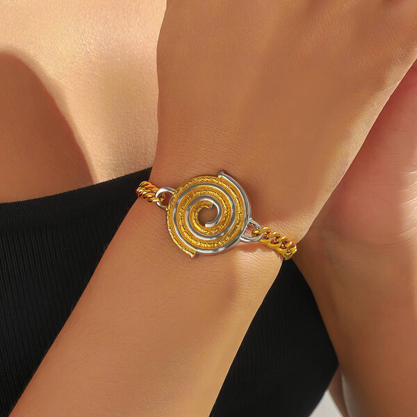 Bracelet, 18K Gold Plated Steel