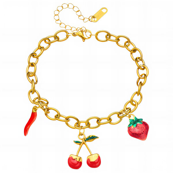 "Cherry" Bracelet, 18K Gold Plated Steel