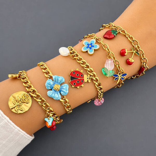 "Cherry" Bracelet, 18K Gold Plated Steel
