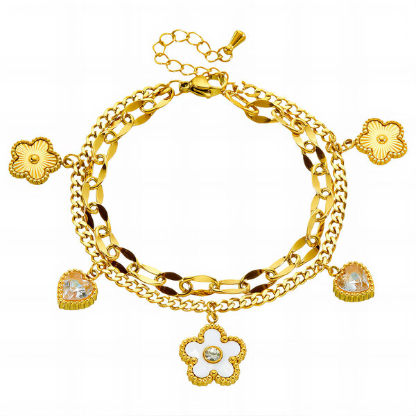 "Flower Meadow" Bracelet, 18K Gold Plated Steel